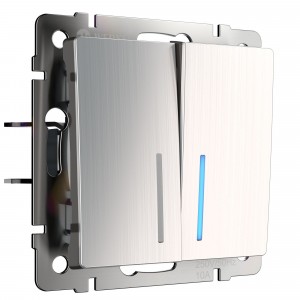 WERKEL WL02-SW-2G-LED /Выключатель двухклавишный с подсветкой (глянцевый никель) a030794 W1120102