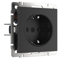 WERKEL WL08-SKGS-01-IP44/ Розетка с заземлением и шторками  (черный матовый) a029863 W1171108