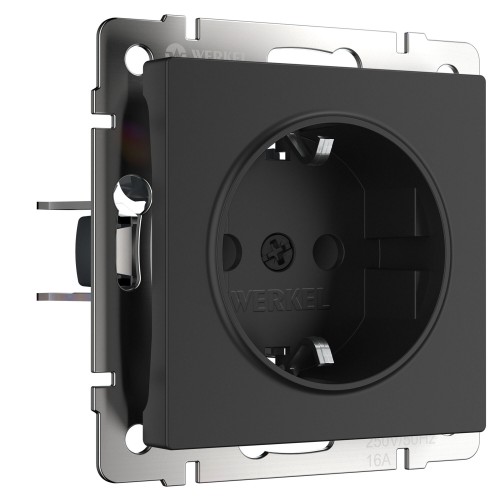 WERKEL WL08-SKGS-01-IP44/ Розетка с заземлением и шторками  (черный матовый) a029863 W1171108
