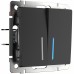 WERKEL WL08-SW-2G-2W-LED/Выключатель двухклавишный проходной с подсветкой (Чер.мат.) a029877 W1122108