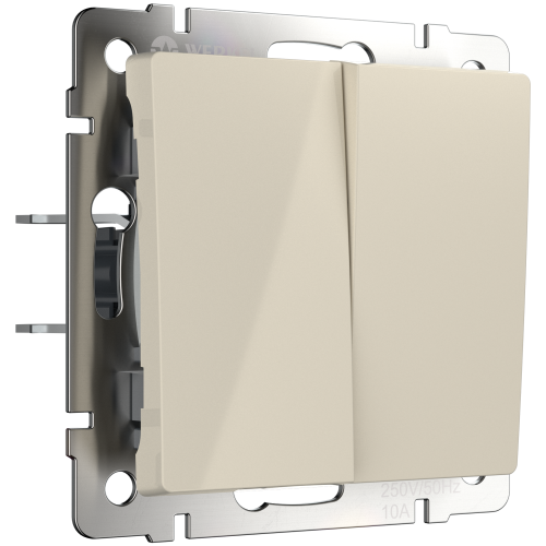 Выключатель двухклавишный проходной (слоновая кость)