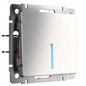 WERKEL WL02-SW-1G-2W-LED/Выключатель одноклавишный проходной с подсветкой (глянцевый никель) a030791 W1112102