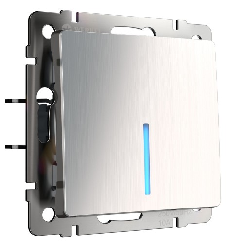 WERKEL WL02-SW-1G-2W-LED/Выключатель одноклавишный проходной с подсветкой (глянцевый никель) a030791 W1112102