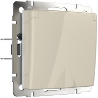 WERKEL WL03-SKGSC-01-IP44-ivory/Розетка влагозащ.с зазем.с защит.крышкой и штор. (сл.кость) a028894 W1171203