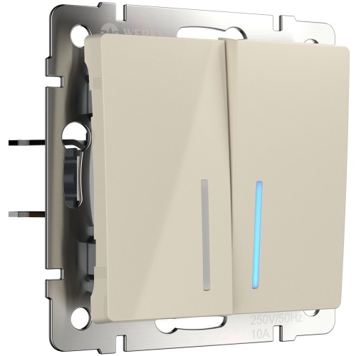 WERKEL WL03-SW-2G-LED-ivory /Выключатель двухклавишный с подсветкой (слоновая кость) a030807 W1120103