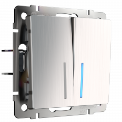 WERKEL WL02-SW-2G-LED /Выключатель двухклавишный с подсветкой (глянцевый никель) a030794 W1120102 WERKEL WL02-SW-2G-LED /Выключатель двухклавишный с подсветкой (глянцевый никель) a030794 W1120102