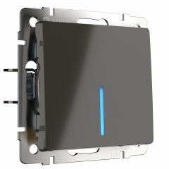 WERKEL WL07-SW-1G-2W-LED/Выключатель одноклавишный проходной с подсветкой (серо-коричневый) a029869 W1112107