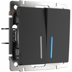 WERKEL WL08-SW-2G-LED/Выключатель двухклавишный с подсветкой (черный матовый) a029878 W1120108