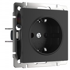 WERKEL WL08-10-01 / Розетка с заземлением, безвинтовой зажим (Черный матовый) a041202 W1171308
