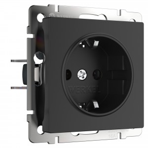 WERKEL WL08-10-01 / Розетка с заземлением, безвинтовой зажим (Черный матовый) a041202 W1171308