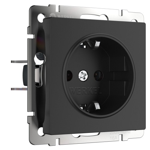 WERKEL WL08-10-01 / Розетка с заземлением, безвинтовой зажим (Черный матовый) a041202 W1171308