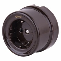 WERKEL WL18-03-01/ Розетка с заземлением (коричневый) Ретро a036807 W5671014