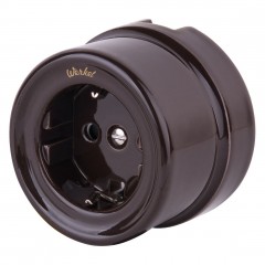 WERKEL WL18-03-01/ Розетка с заземлением (коричневый) Ретро a036807 W5671014