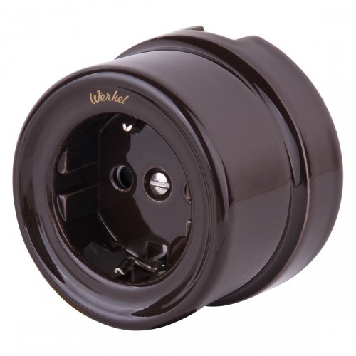 WERKEL WL18-03-01/ Розетка с заземлением (коричневый) Ретро a036807 W5671014