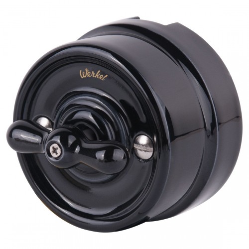 WERKEL WL18-01-05/ Выключатель на 4 положения двухклавишный (черный) Ретро a036810 W5620008