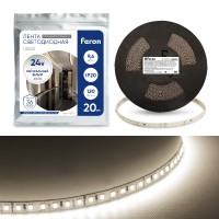Светодиодная лента Feron LS520 стабилизированная, 120SMD(2835)/м 9.6Вт/м 24V 20000*10*1.22мм 6000К  