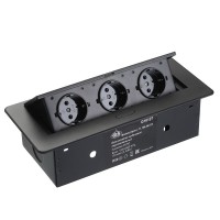 Блок розеток выдв. горизонт, ЧЕРНЫЙ, 3 розетки EURO, 250В, max 2700Вт, 266х130х68мм