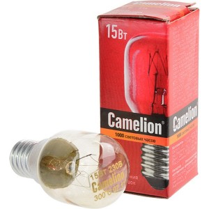 Camelion лампа накаливания для духовок (+300°) E14 15W 220V прозрачная 56x25 15/PT/CL/E14