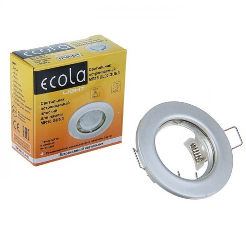 Ecola Light MR16 DL90 GU5.3 Светильник встр. плоский Перламутровое серебро 30x80