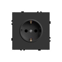 Розетка 2P+PE Stekker Эмили со шторками черный уголь RST16-5110-05