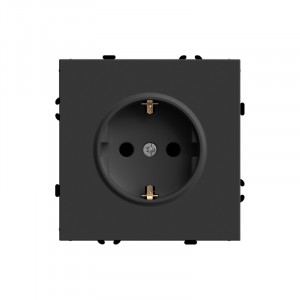 Розетка 2P+PE Stekker Эмили со шторками черный уголь RST16-5110-05