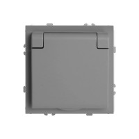 Розетка 1-местная с крышкой с защ. штор, STEKKER, б/з, 250В, 16А, серия Эмили, RST16-5113-10, платиново-серый, soft touch