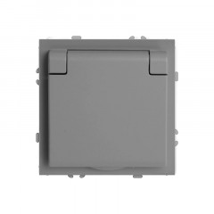 Розетка 1-местная с крышкой с защ. штор, STEKKER, б/з, 250В, 16А, серия Эмили, RST16-5113-10, платиново-серый, soft touch