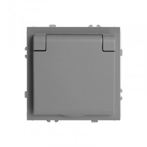 Розетка 1-местная с крышкой с защ. штор, STEKKER, б/з, 250В, 16А, серия Эмили, RST16-5113-10, платиново-серый, soft touch