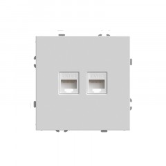 Розетка компьютерная 2-местная RJ-45 (механизм), STEKKER,  серия Эмили, RST00-5111-01, белый фарфор, soft touch