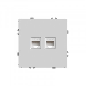 Розетка компьютерная 2-местная RJ-45 (механизм), STEKKER,  серия Эмили, RST00-5111-01, белый фарфор, soft touch