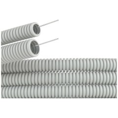 Труба гофрированная ПВХ 20 мм с протяжкой легкая серая (100м)