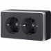 WERKEL WL15-02-03/ Розетка двойная с заземлением Gallant (черный с серебром) a039611 W5072134