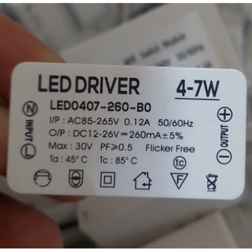 ДРАЙВЕР LED DRIVER (4-7W)*1W 260mA