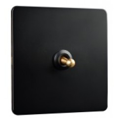 Выключатель на 2 положения одноклавишный (черный / золото) 86*86mm TUMBLER DZN-6044