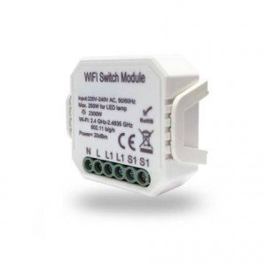 Реле-выключатель Wi-Fi RL1001-SM Одноканальное 1 x 2300 Вт / 250 Вт для LED Denkirs RSP