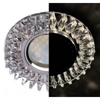 Ecola MR16 LD1661 GU5.3 Glass Стекло Круг с прозр. стразами Гребенка с подсветкой/фон зерк./центр.ча