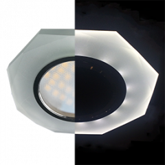 *** Ecola MR16 LD1652 GU5.3 Glass Стекло с подсветкой 8-угольник с прямыми гранями Матовый / Хром