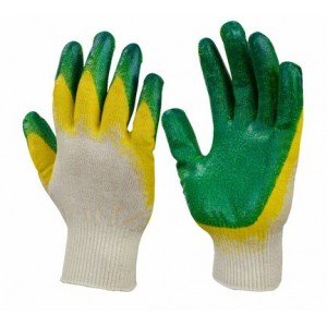 Перчатки 2 обливом (зелено-желтые)