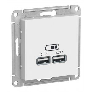 Розетка 2xUSB Systeme Electric ATLASDESIGN, скрытый монтаж, лотос, ATN001333