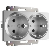 WERKEL WL06-SKG-02-IP20 / Розетка двойная с заземлением (серебряный) a040289 W1172006