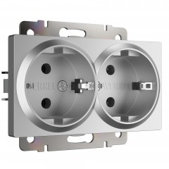 WERKEL WL06-SKG-02-IP20 / Розетка двойная с заземлением (серебряный) a040289 W1172006