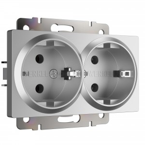 WERKEL WL06-SKG-02-IP20 / Розетка двойная с заземлением (серебряный) a040289 W1172006