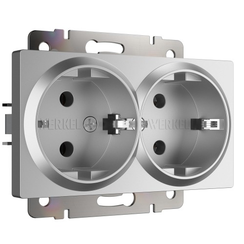 WERKEL WL06-SKG-02-IP20 / Розетка двойная с заземлением (серебряный) a040289 W1172006