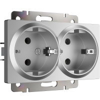 WERKEL WL06-SKG-02-IP20 / Розетка двойная с заземлением (серебряный) a040289 W1172006