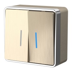 WERKEL WL15-03-03 / Выключатель двухклавишный с подсветкой Gallant (шампань риф.) a041423 W5020110