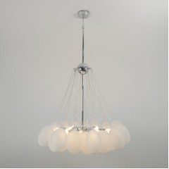 Светильник ElegantLight DZN-21762 ХРОМ+БЕЛЫЙ МАТОВЫЙ D/H/12/E14/40W+37 стеклянных плафонов без ламп GRAPE 23-12