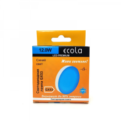Ecola GX53   LED color Premium 12,0W Tablet 220V Blue Синий матовая 28x74