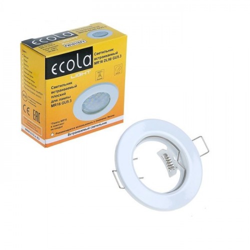 Ecola Light MR16 DL90 GU5.3 Светильник встр. плоский Белый 30x80