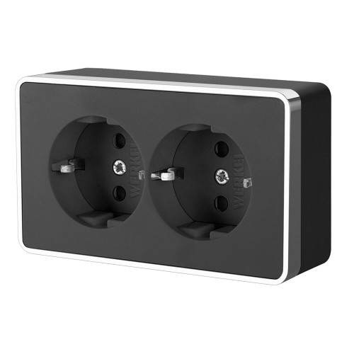 WERKEL WL15-02-03/ Розетка двойная с заземлением Gallant  (черный/хром) a041698 W5072135