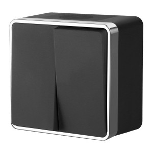 WERKEL WL15-03-02/ Выключатель двухклавишный влагозащищенный Gallant (черный/хром) a041701 W5020235